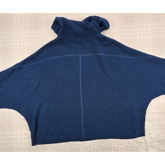 Habitat Womens Cowl Neck Waffle Knit Poncho Top Lagenlook Baltic Blue M/L - Picture 3 of 12
